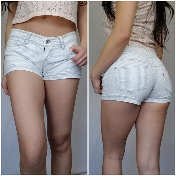 Levi's Pants - Levi's Blue White Striped Low Rise Booty Shorts 1